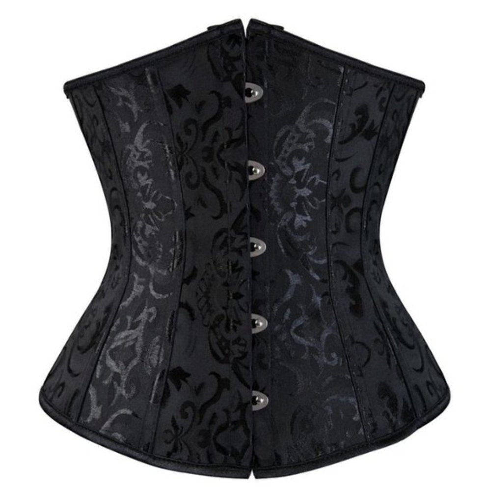 Brocade Waist Training Underbust Corset Black